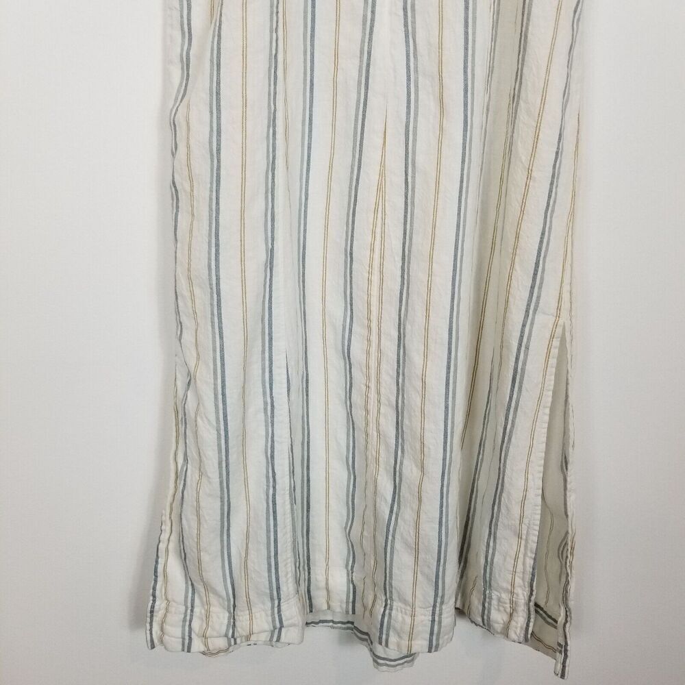 Madewell Women Linen-Cotton Princess-Seamed Midi Dress Sz M Stripe Boho Vacation - Picture 6 of 8
